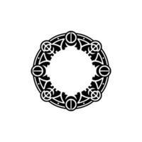 Geometric Circular Ornament Black White Emblem, Abstract vector