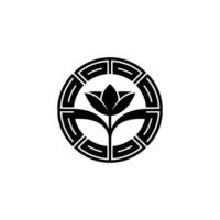 Minimalist Lotus Flower Emblem, Geometric Circle, Elegant vector