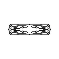 Minimalist Circuit Board Tech Abstract, Black Lines on White vector