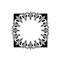 Ornate Circular Frame in Black and White, Minimalist vector