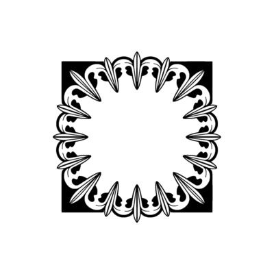 Ornate Circular Frame in Black and White, Minimalist
