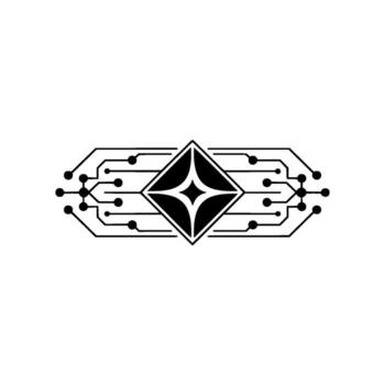 Minimalist Tech Circuit Board with Abstract Star Symbol vector