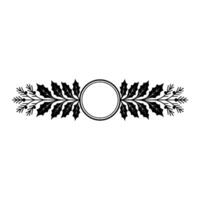 Elegant Christmas Wreath Element Black Holly and Berries, Circle Frame vector