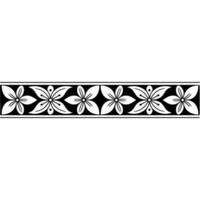 Floral Border Pattern Black and White, Minimalist vector
