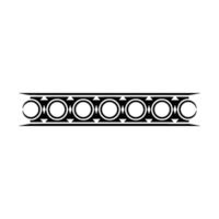 Geometric Black Tattoostyle Border on White Background - Pattern vector