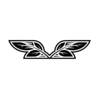 Elegant Black and White Leaf Emblem on White Background vector