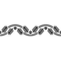 Minimalist Christmas Border Pine Branches Snowflakes vector