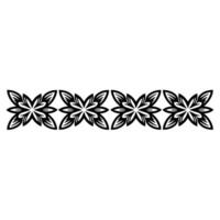 Floral Border, Black Outline, Repeating Pattern, Element vector