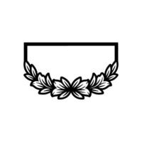 Floral Frame Silhouette, Black and White, Minimalist vector
