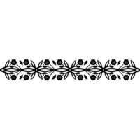 Minimalist Floral Border Element in Black and White vector