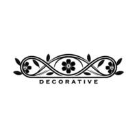 Elegant Floral Ornament in Black and White Decorative Element vector