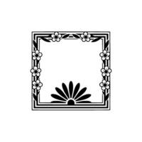 Floral Frame, Decorative Black and White, Elegance. vector