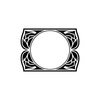 Elegant Black and White Floral Frame Minimalist with Empty Circle For Or Text vector