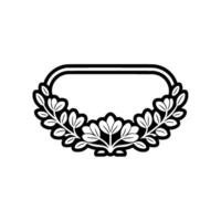 Elegant Black White Floral Wreath Frame, Simple vector