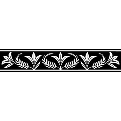 Elegant Black and White Floral Border Element - Monochrome