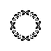 Minimalist Christmas Wreath with Holly and Snowflakes - Berries vector