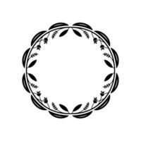 Elegant Black Floral Wreath, Minimalist, Circle Frame vector