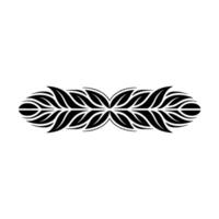 Elegant Black Leaf Motif Ornament on White Background - Leaves vector