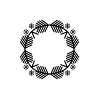 Minimalist Christmas Wreath Illustration with Snowflakes - Snowflake vector