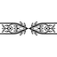 Elegant Floral Border, Black and White, Decorative Element - Botanical vector