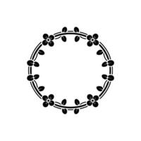 Minimalist Black Floral Wreath on White Background - Simple vector