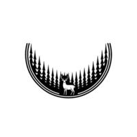Minimalist Forest Scene Deer in a Semicircle of Trees vector