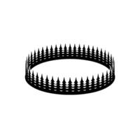 Circular Forest Silhouette on White Background Minimalist vector