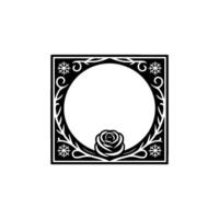 Elegant Black and White Rose Frame for Announcements vector