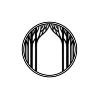 Minimalist Forest Silhouette in Circle vector
