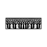 Stylized Forest Border Black Trees, White Background, Geometric vector