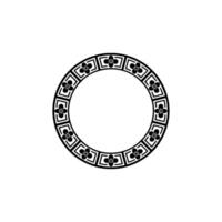 Elegant Black Floral Circle Border, Oriental Style, on Grayscale Background vector