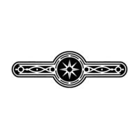 Geometric Starburst Emblem Black and White Decorative Ornament vector