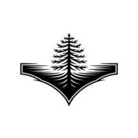 Minimalist Pine Tree Silhouette on White, Clean vector