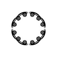 Elegant Black Floral Wreath on Neutral Background - Frame vector