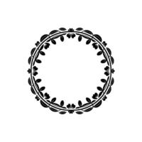 Elegant Black Floral Frame, Circular Laurel Wreath on White vector