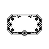 Elegant Floral Frame Black White Decorative for Invitations Labels vector