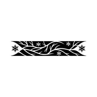 Winter Snowflakes Branches Border, Black and White