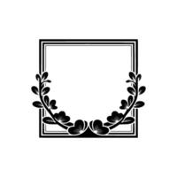 Elegant Black White Floral Square Frame, Minimalist - Border vector