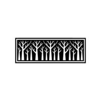 Minimalist Forest Silhouettes in Black and White Frame vector