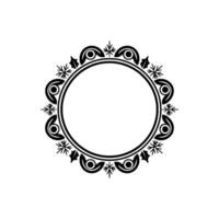 Elegant Black Circular Frame with Decorative Ornaments, Minimalist vector