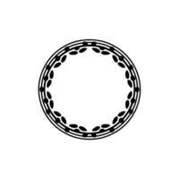Minimalist Geometric Circle Frame with Leaf Motif vector