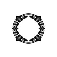 Floral Circle Frame Minimalist Japanese for Branding vector