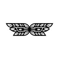 Symmetric Leaf Motif in Black and White Decorative Element vector