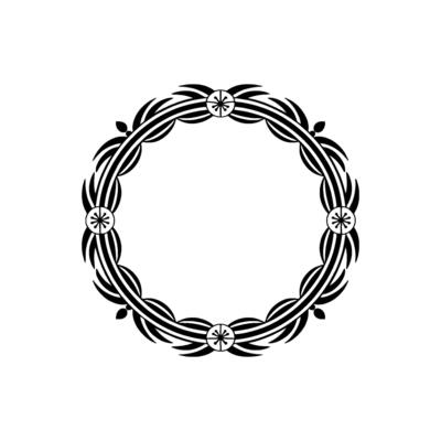 Ornate Black and White Circular Frame, Art Deco Style