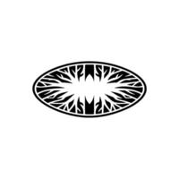 Abstract Oval with Tree Branch Motif, Black White vector