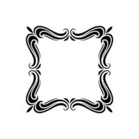 Elegant Black and White Floral Frame, Vintage Style, Square Border vector
