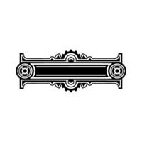 Steampunk Emblem, Black and White Geometric vector