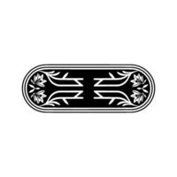 Elegant Black White Floral Ornament, Decorative Frame Element vector