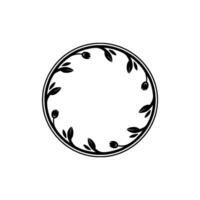 Elegant Floral Wreath in Black Minimalist Element vector