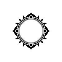 Elegant Black White Ornamental Circular Frame, Geometric vector